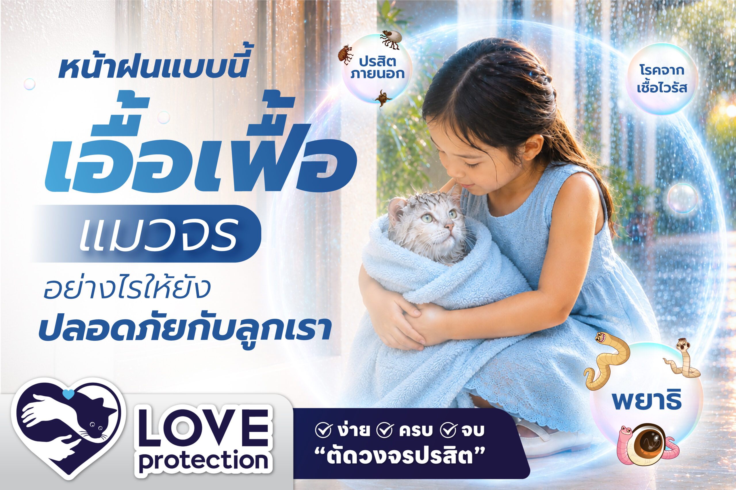 หน้าฝนแบบนี้ เอื้อเฟื้อแมวจรอย่างไร ให้ยังปลอดภัยกับลูกเรา